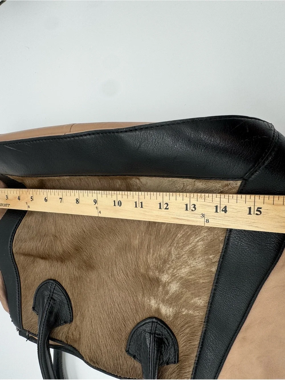 Anthropologie Leather & calf hair  Top-Handle Tote in Brown and Black